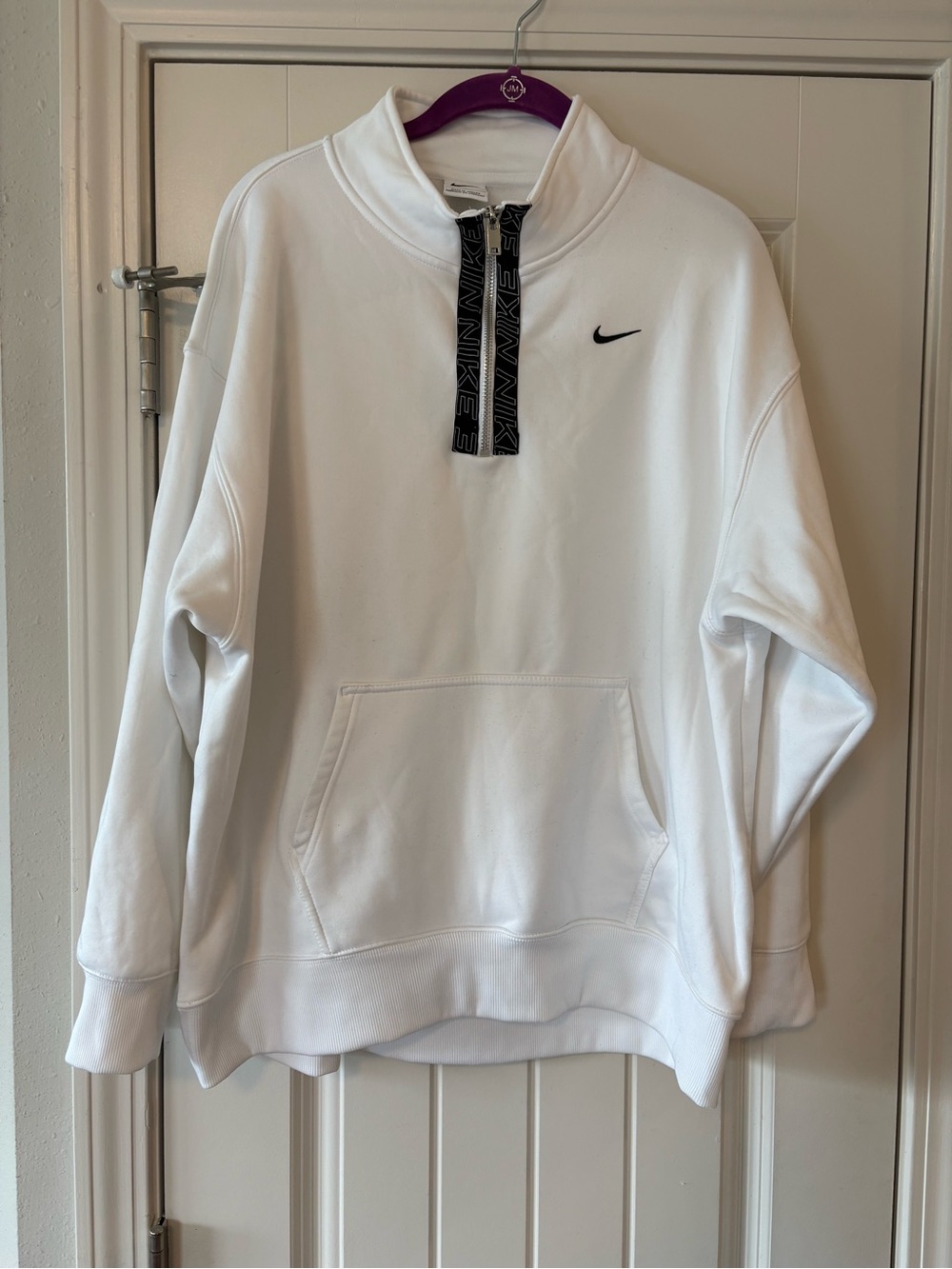 Nike White Quarter-Zip Pullover with Black Trim